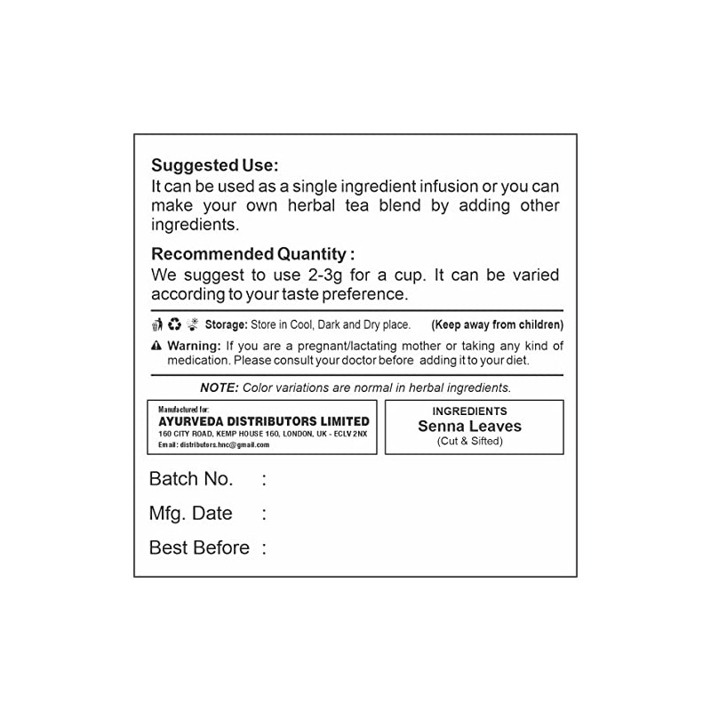 H&C Senna (Cut & Sifted) - 100g Pack | Herbal