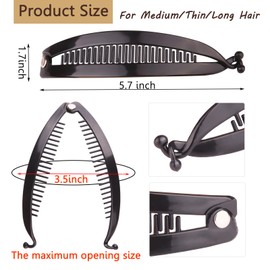 Generic Hair Clips, 2PCS Banana Clips for Thick Hair, Banana Clip Clincher Combs, Hair Accessories for Women Girls, Vintage Fashion, Acrylic Material, Mixed Colors Styles, Easy to Use, Ideal Gift