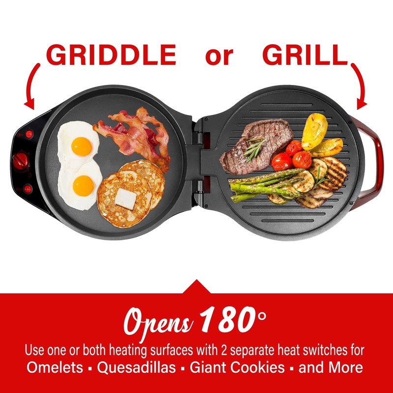 Brentwood TS-124R 12-Inch Non-Stick Pizza Maker and Grill with Timer,