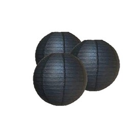 Pack of 3 Round Paper Lanterns Lamp Wedding Birthday Party Decoration (Black, 6"/15CM)