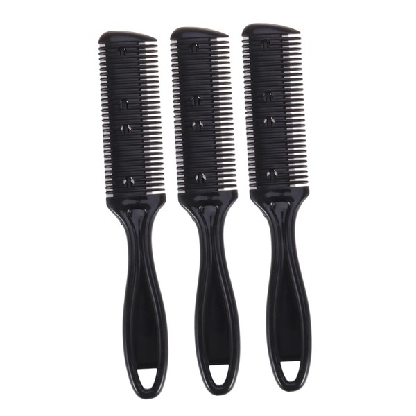 TOVINANNA 3pcs Hair Cutting Scissors Double-sided Razor Side Comb for