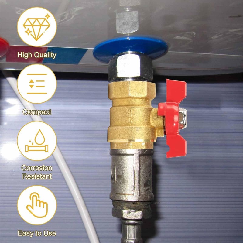 3/4 Inch Brass Ball Valve, Shut-off Valve with Red Wing