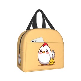 Hulnulnu Insulated Lunch Bag Reusable Lunch Box, Cooler Lunch Tote Bag for Women Men Picnic Office Work, Kawaii Chicken