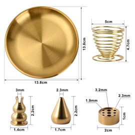 5 in 1 Mini Incense Holders for Sticks, Brass Incense Stick Holder Set, Incense Burner Holder, Ash Catcher Incense for Meditation Yoga Tea House