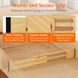 Lifewit 2.4" High 6 Pack Bamboo Drawer Dividers 33-42cm/13-16.5" Adjustable Wooden Drawer Organizer for Clothes/Utensils, Expandable Drawer Separator for Dresser/Kitchen/Bedroom/Office Organization