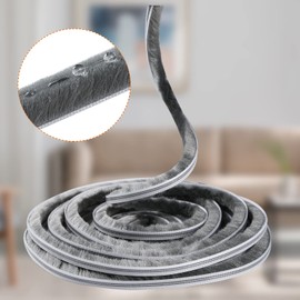 hokmly Weather Stripping Door Seal - 5m (16ft) Brush Weather Stripping, Card-Slot Seal Strip Pile Weatherstrip for Door Window (5mm x 6mm (Baking 0.197 x Brush 0.236 Inch) Gray)