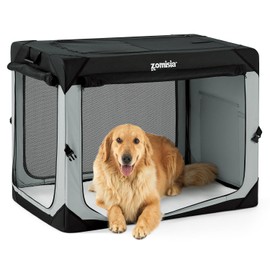 ZOMISIA 42 Inch Collapsible Dog Crate for Extra Large Dogs - XL Dog Travel Crate Portable with Breathable Mesh Windows, Soft Sided Dog Kennel Foldable for Indoor and Outdoor, Grey