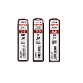 rOtring Hi-Polymer 0.50mm Fine Mechanical Pencil Lead Set B (12 Leads), HB (12 Leads), 2B (12 Leads)