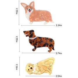 Bgffuy Dog Hair Claw Clips for Women，Dachshund Corgi Golden Retriever Dog Animal Hair Clips ，Cute Non-Slip Hair for Girls 3Pcs