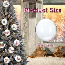 iwiio 20Pcs Clear Baubles to Fill, Clear Plastic Baubles for Craft, DIY Make Your Own Baubles, Clear Christmas Baubles for DIY Craft Xmas Tree Decor Balls, Christmas Party Decorations (8cm)