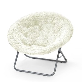 Urban Lifestyle Oversized Mongolian Faux Fur Saucer Chair, Silver
