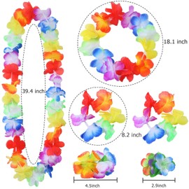 Hawaiian Garlands Hula Skirt Costume Accessory Kit Hula Grass Skirt Lei Flower Lei Luau Garland Pineapple Glasses Necklace Costume Fancy Dress for Women Novelty Luau Skirts Party - 8PCS