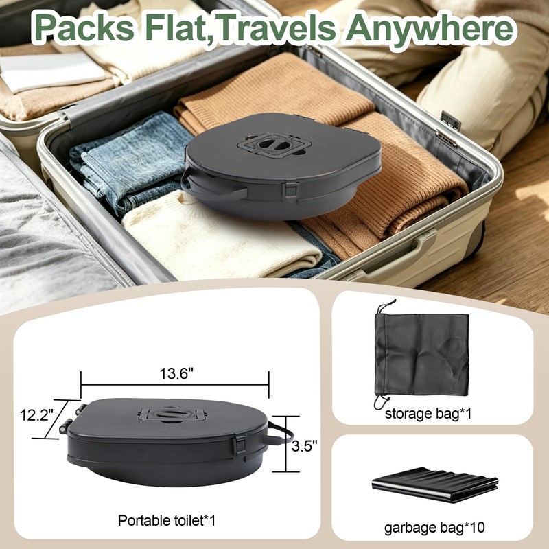 Phamouu Portable Toilet for Camping, Capacity 440LBS Adjustable Height Foldable