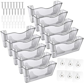RattanView 10 Pack Acrylic Single Pocket Hanging File Organizer, Plastic Hanging Wall Mount File Holder Wall Pocket Mails Magazines Organizer Mounted Folder Bins for Office, School and Home