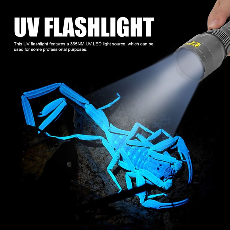 UV Flashlight Portable Aluminum Alloy Shell 365nm LED Blacklight Flashlight