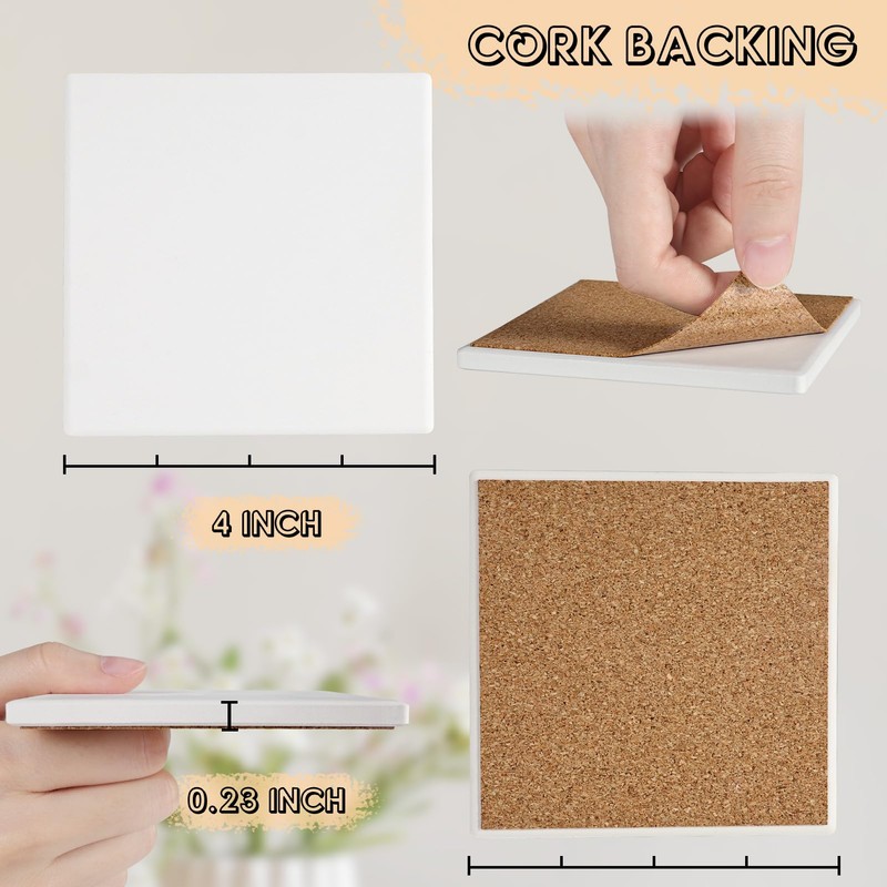 Ceramic Tiles for Crafts, GOH DODD 48 Pack Unglazed Blank