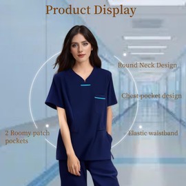 DEEYOTA Medical Scrubs for Women,Nurse Uniforms Women Set，Nurse Scrubs.