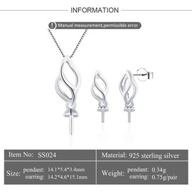 Simple Jewelry Set Fitting for Women Sterling Silver, Design Pendant Earring Accessories for DIY Jewelry Making