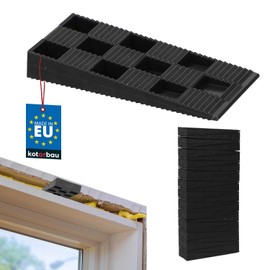 KOTARBAU Set of 25 Plastic Mounting Wedges for Windows Doors Door Frame Window Frame Black 94 x 44 x 14 mm