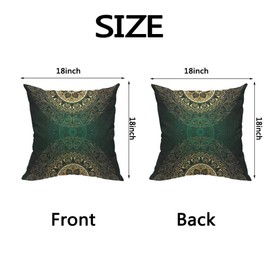 HOSNYE Vintage Floral Background Cotton Linen Throw Pillow Case Luxury Green Gold Pillow Cushion Covers Home Sofa Decorative 18 X 18 Inch