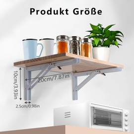 Tutee Folding Console Heavy Duty Folding Table Wall Table Kitchen Wall Mounting Folding Angle 90 Degree White Folding Hinge with Lock 200 x 100 mm