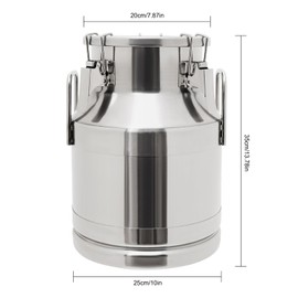 10L/2.64 Gallon Stainless Steel Milk Can 201 Stainless Steel Milk Jug Sealed Bucket Wine Pail Bucket Milk Can Liquid Storage Container w Sealed Lid for Milk Wine Water Liquid