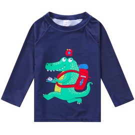 Toddlers and Baby Boys' 3-Piece Swimsuit Trunk and Rashguard Sun Hat Set (2-3 T,Crocodile)