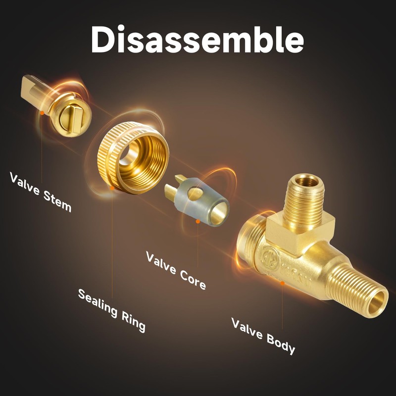 LEYURISE 4 Pack Gas Burner Valve 1/8" MPT X 3/8-27