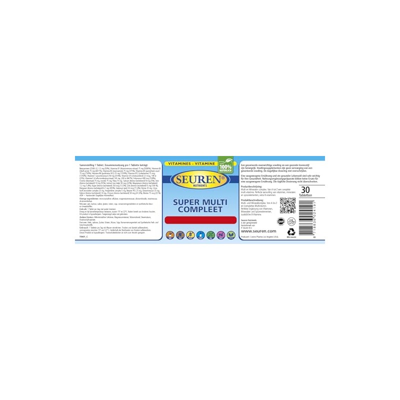 Seuren Nutrients | Super Multi Compleet | Multivitamins | 30