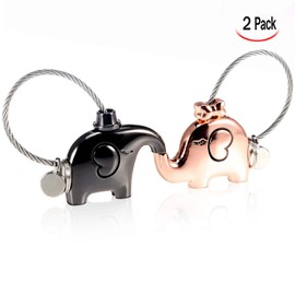LHKJ 1 Pair of Lovers Keyring, Removable Lover Key Ring for Valentine's Greeting, Wedding, Christmas (Elephant)