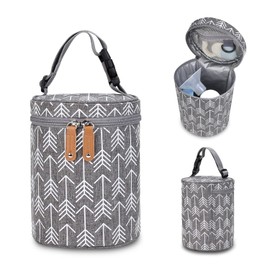 LALOCAPEYO 1xBreastmilk Cooler Bag Large Portable Waterproof Baby Bottle Bag,Reusedable Portable Baby Bottle Bag, Waterproof Leak-Proof Storage Bag for Nursing Mother Daycare Travel (Gray)