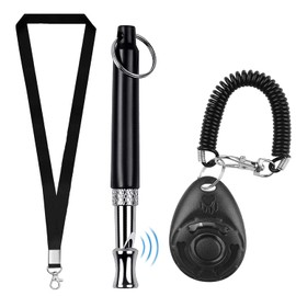 Ultrasonic Dog Whistle for Recall Stop Barking, Professional Dog Training Clicker Set Adjustable Frequencies, Lanyard Included