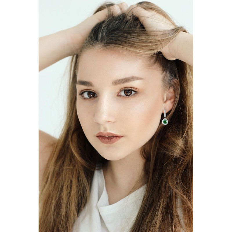 Starchenie Huggie Hoop Earrings 925 Sterling Silver Birthstones Dangel Drop