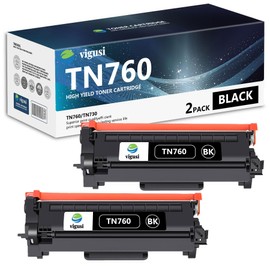 TN760 High Yield Toner Cartridge: 2-Pack Compatible TN 760 TN-760 TN730 TN-730 Replacement for Brother TN760 Toner Cartridge with MFC-L2710DW HL-L2370DW HL-L2395DW HL-L2390DW [3,500 Pages/Pack]