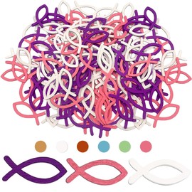 100 Wooden Fish Communion Purple Fish Decoration, Confirmation Confetti Wooden Fish Table Decoration Purple, Confetti Fish, Decorative Fish Confirmation for Christening Decoration, Table Decoration