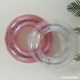 Glitter Tube Inflatable Swimming Ring for Adult Men and Women - Large Size Thick LF2322 Rose Red Sequin 70 Circle + Air Pump 30ea
