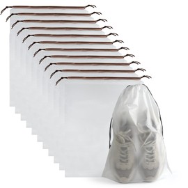 12 Pcs Shoe Bags for Travel PLULON Clear Drawstring Travel Shoe Bags for Packing Waterproof Dustproof Shoes Organizer Pouch Travel Accessories Shoe Storage Bag for Women Men Portable Travel Essentials