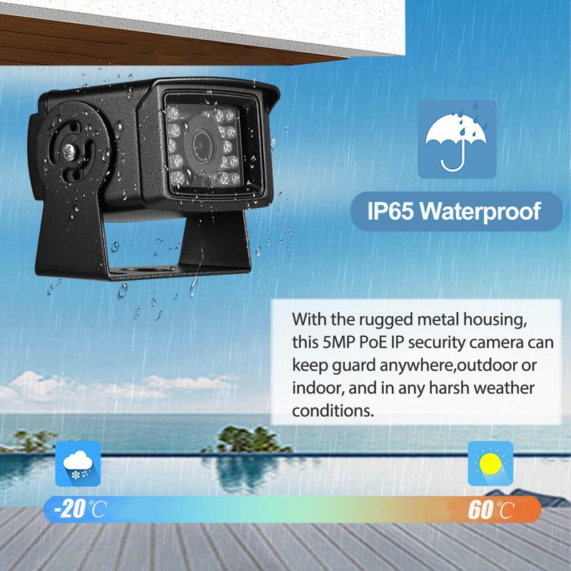 REVODATA 4K 8MP POE IP Camera, IP65 Waterproof Camera, 3.6