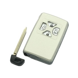 BROVACS Replacement Key Shell + Uncut Blank Emergency Insert Key Compatible with TOYOTA Alphard Estima Vellfire 4 Button Smart Keyless Entry Remote Key Case Fob Silver PG434A