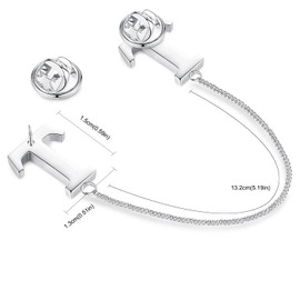 HONEY BEAR Alphabet Letters Chain Brooch Pin for Women Men Shirt Suit Neck Collar Label Pin with Tassel,Stainless Steel for Business Gift,A to Z (T)