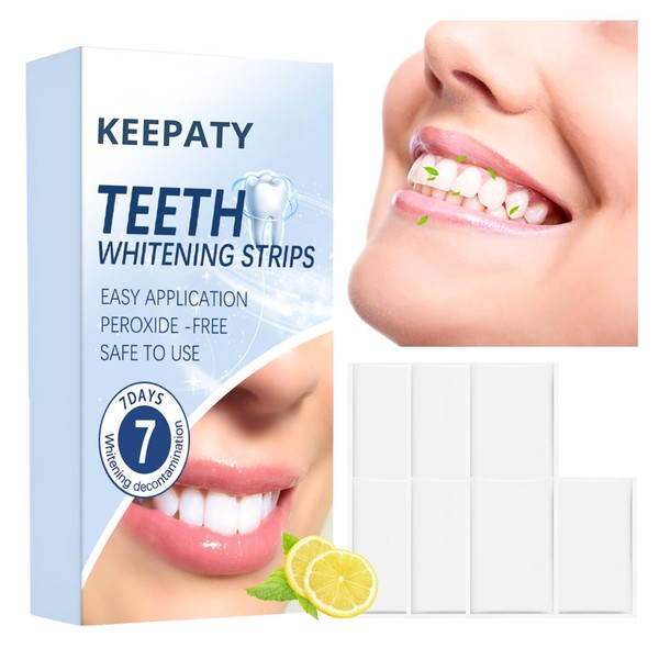 Keepaty Teeth Whitening Strips for Sensitive Teeth, 14 Strips Help Remove Smoke/Coffee/Soda/Wine Stains (1 Week Treatment)