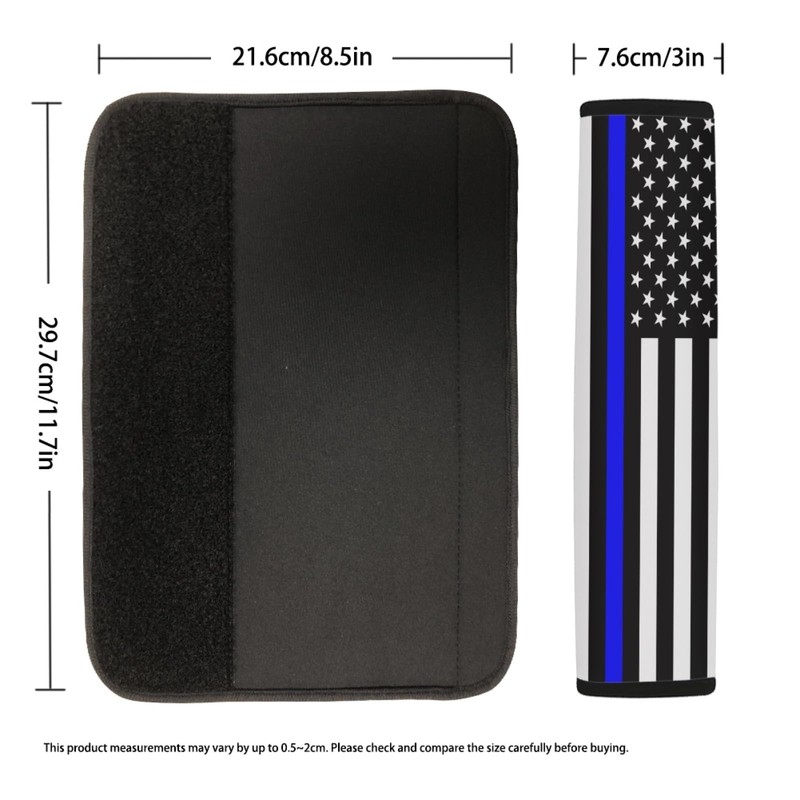 Xalvoria 2-Pack USA Flag Thin Blue Line Seat Belt Pads
