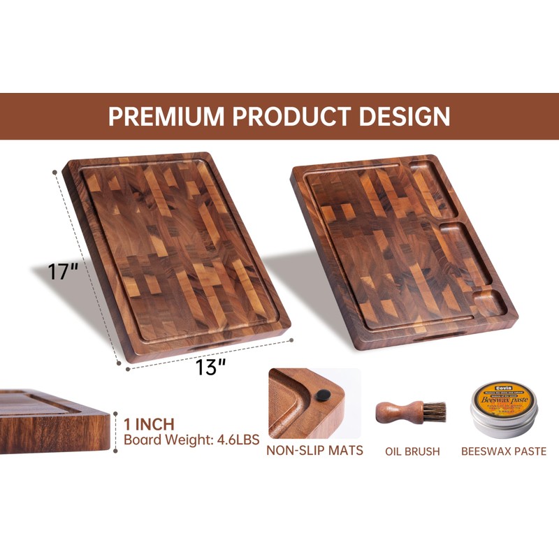 THETCHRY Walnut Wood Cutting Boards for Kitchen, Large Chopping Board