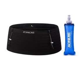 AONIJIE - Cinturón de correr con frasco suave de 250 ml para mujeres y hombres, ligero y antideslizante, color negro, se adapta a todos los tamaños de