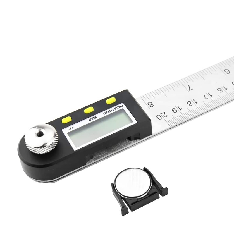 VOANZO 8 inch/200mm Stainless Steel Ruler Protractor Angle Measurement Tool