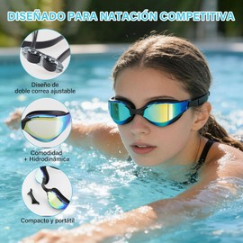 KIROGILY Goggles Natacion 1/2pcs, Gogles Adulto natacion, Goggles Natación Kit de Natación 5/10 en 1, Sin fugas, Antiniebla, Protección UV