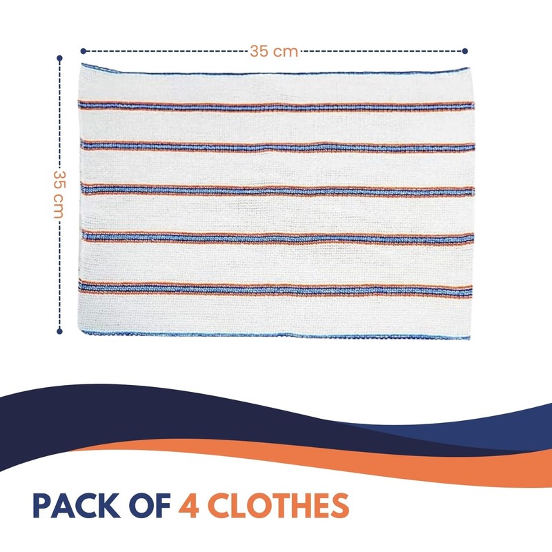 HOMESHOPA Dish Cloths, 4 Pack Cotton Antibacterial Super Absorbent Lint
