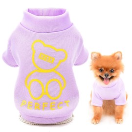 SMALLLEE_LUCKY_STORE Cute Cartoon Puppy Fleece Sweatshirt Sweater for Small Medium Dogs Cats Boys Girls Yorkie Chihuahua Kitten Warm Autumn Winter Clothes Purple M