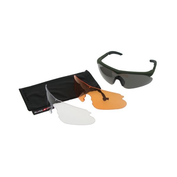 SWISS EYE Raptor glasses, frame -rubber green-, 3 lenses, antifog/antiscratch coating [10163