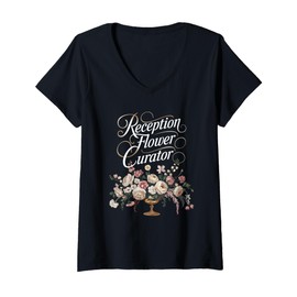 Womens Florist Reception Flower Curator Elegant V-Neck T-Shirt